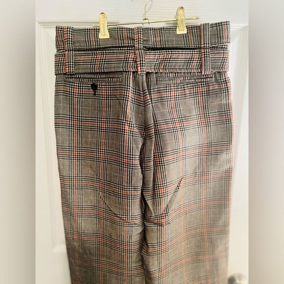 R13 Women's Plaid Cropped Pants with Leopard Belt - Picture 10 of 13